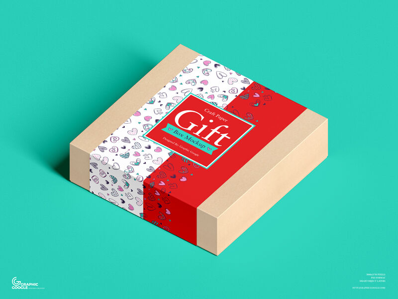 Flat Square-Shaped Kraft Box in Perspective Mockup Free Download ...