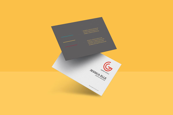 Flipped Business Cards at a 3\4 Angle View Mockup FREE PSD