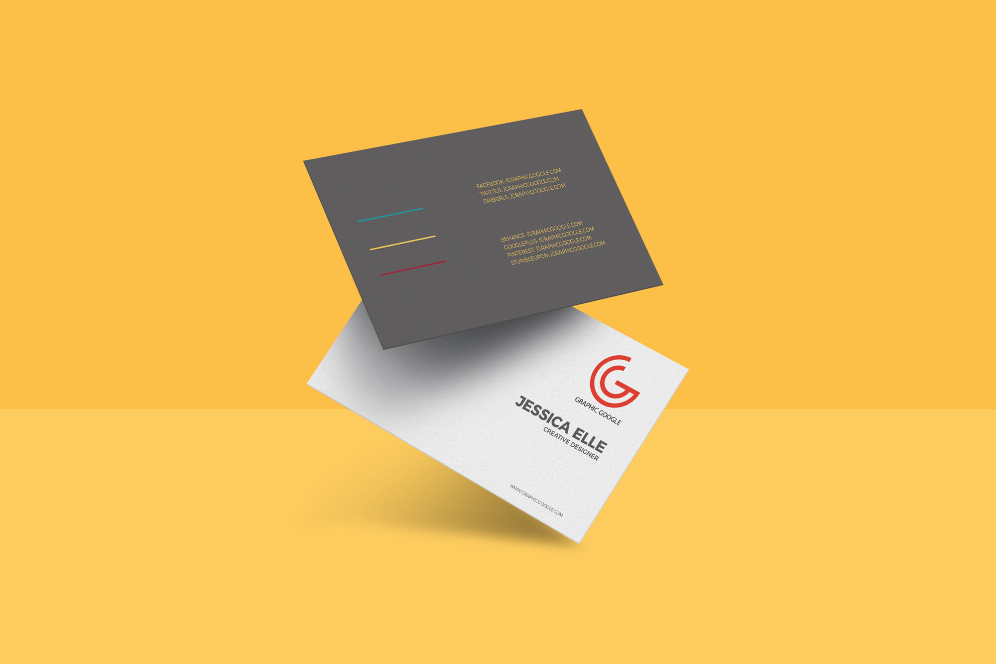 Flipped Business Cards at a 3\4 Angle View Mockup FREE PSD