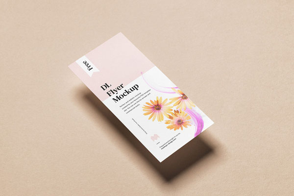 Floating DL Flyer\ Rack Card Mockup in Perspective FREE PSD