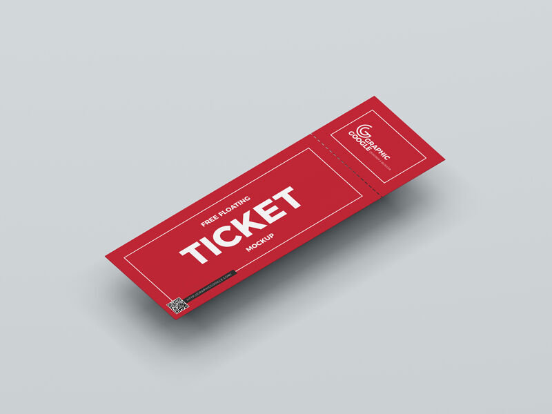 Floating Ticket Mockup at the 3\4 Angle View FREE PSD