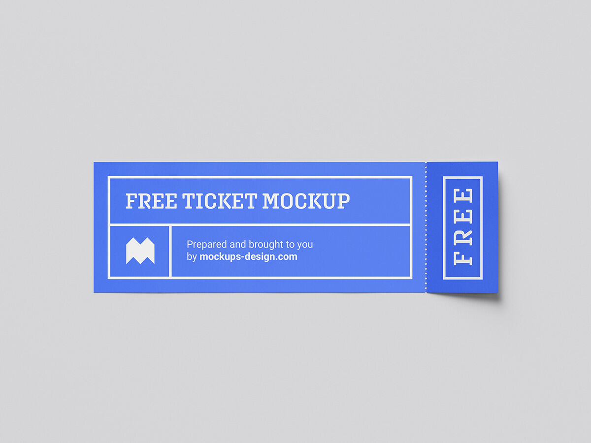 Four Different Views of a Simple Ticket Mockup FREE PSD
