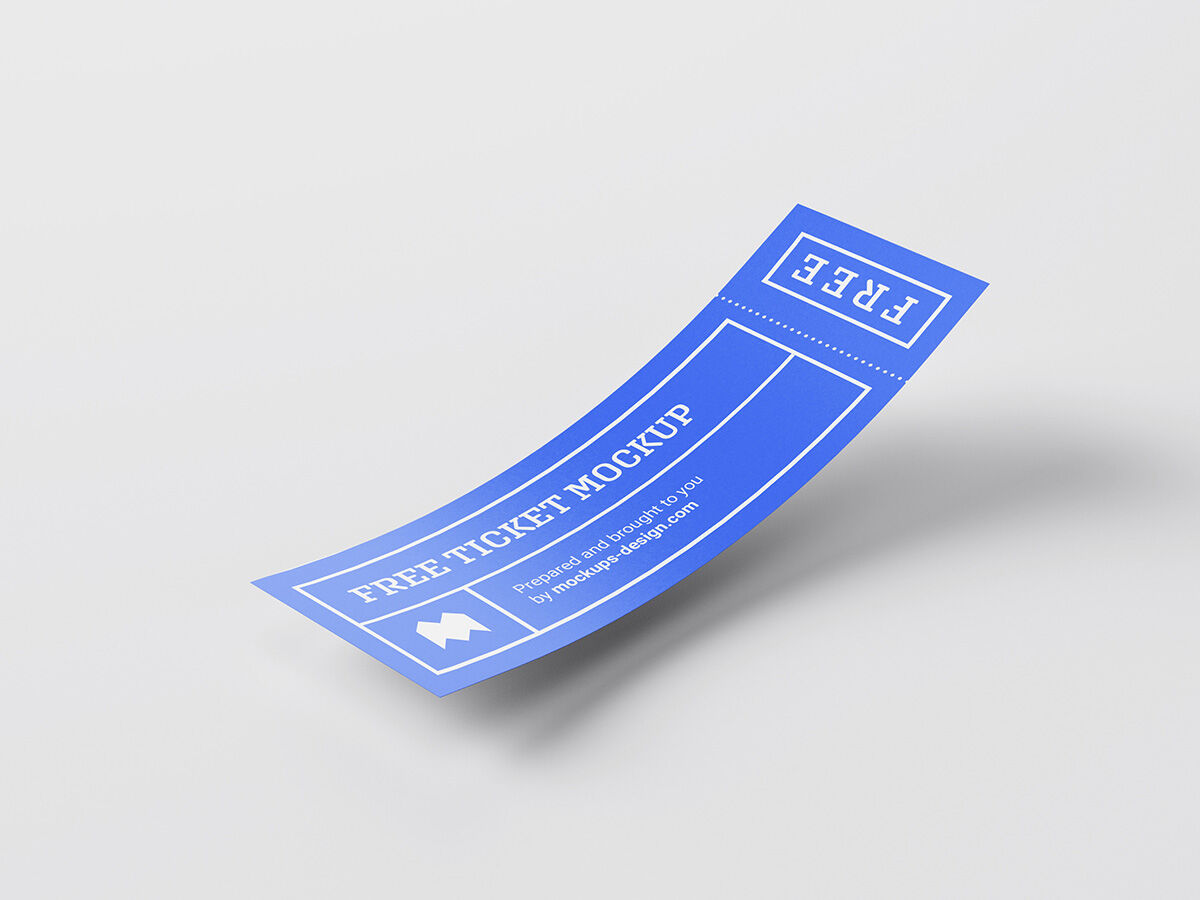 Four Different Views of a Simple Ticket Mockup FREE PSD