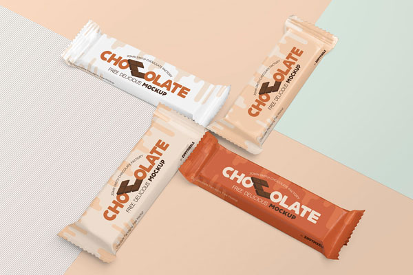 Four Luscious Chocolate Packaging Mockup FREE PSD