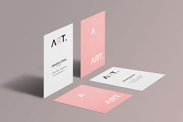 Four Perspective Business Cards Mockup with Different Directions FREE PSD
