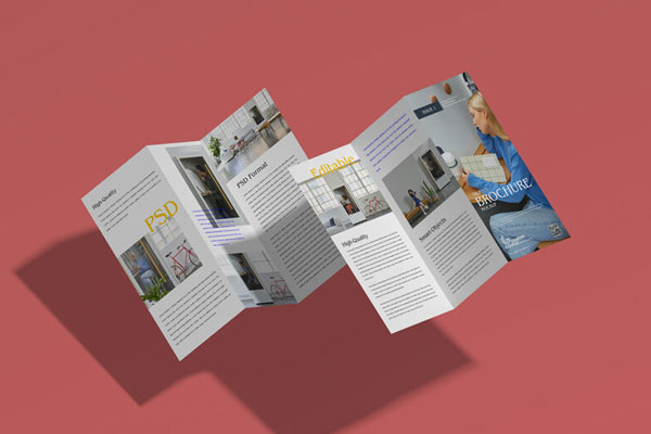 Front and Back Open Tri-fold Brochure Mockup FREE PSD