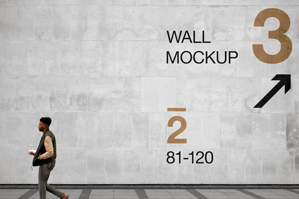 Front View Gray Wall Mockup FREE PSD