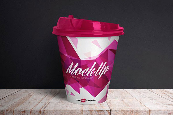 Front View Mockup of a Coffee Cup with Lid FREE PSD