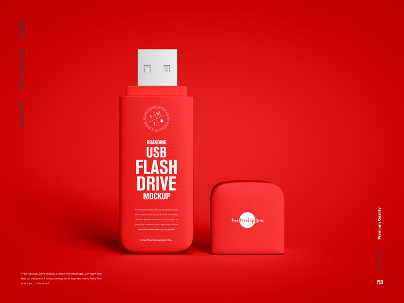Front View of a Vertical USB Flash Drive Mockup FREE PSD