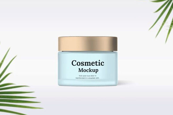 Front View of Glass Cosmetic Jar Mockup FREE PSD
