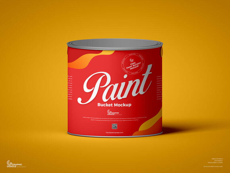 Front View of Metal Paint Bucket Mockup FREE PSD
