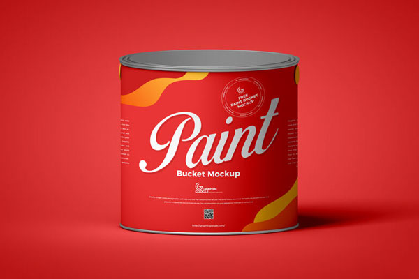 Front View of Metal Paint Bucket Mockup FREE PSD