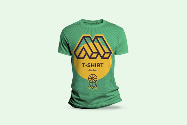 Front View of Round Neck T-shirt Mockup FREE PSD
