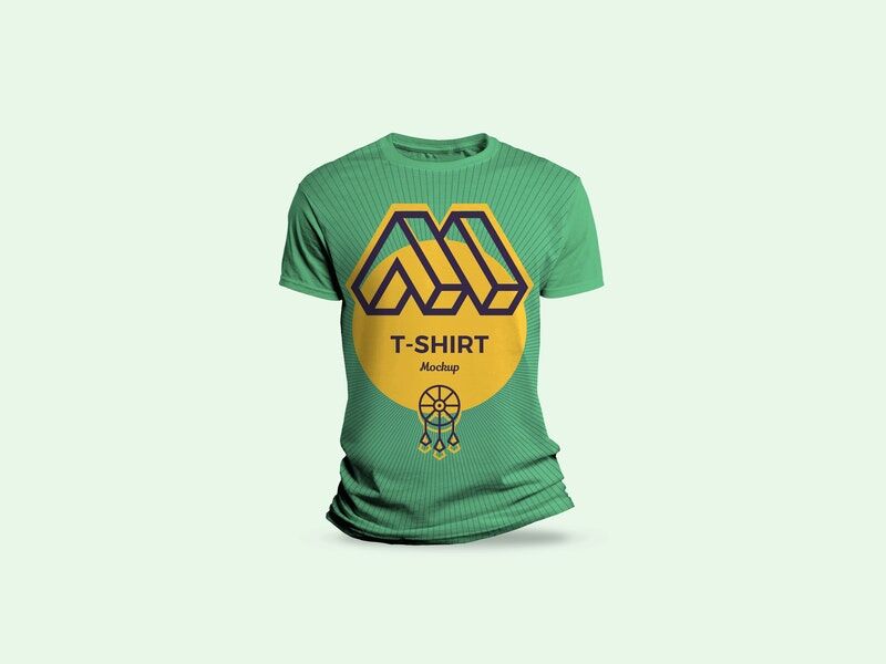 Front View of Round Neck T-shirt Mockup FREE PSD