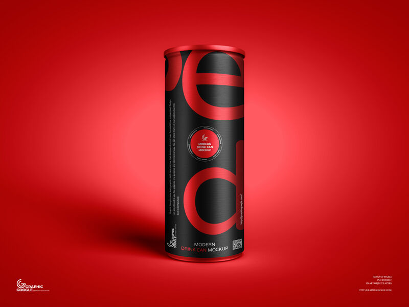 Front View of Vertical Modern Drink Can Mockup FREE PSD
