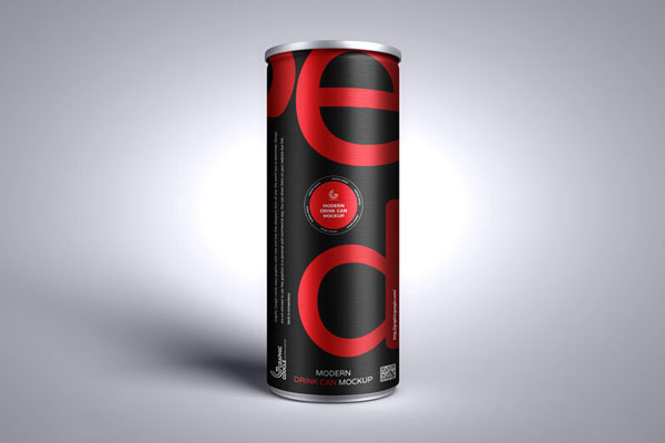 Front View of Vertical Modern Drink Can Mockup FREE PSD