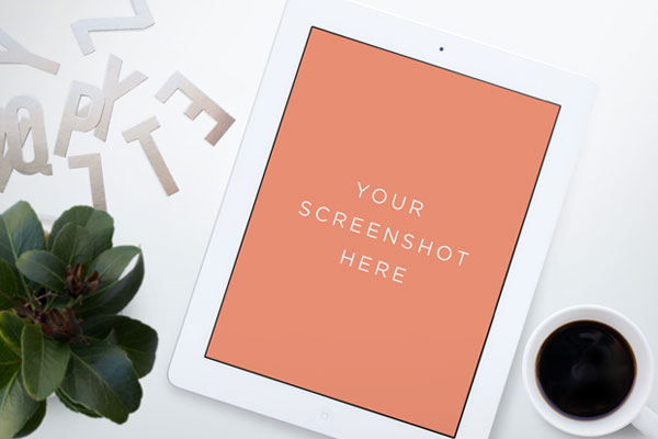 Front View of White iPad Mockup FREE PSD
