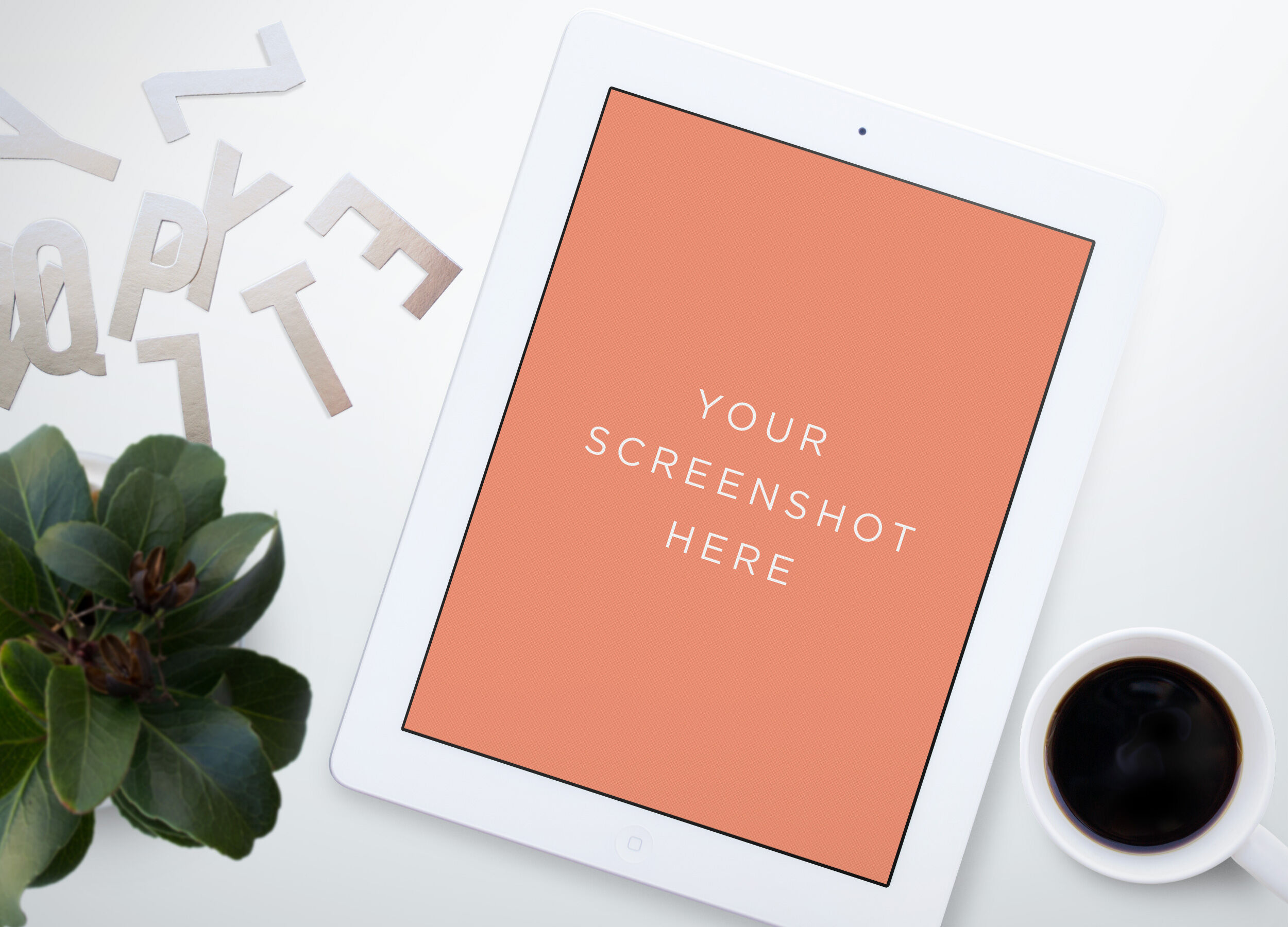 Front View of White iPad Mockup FREE PSD
