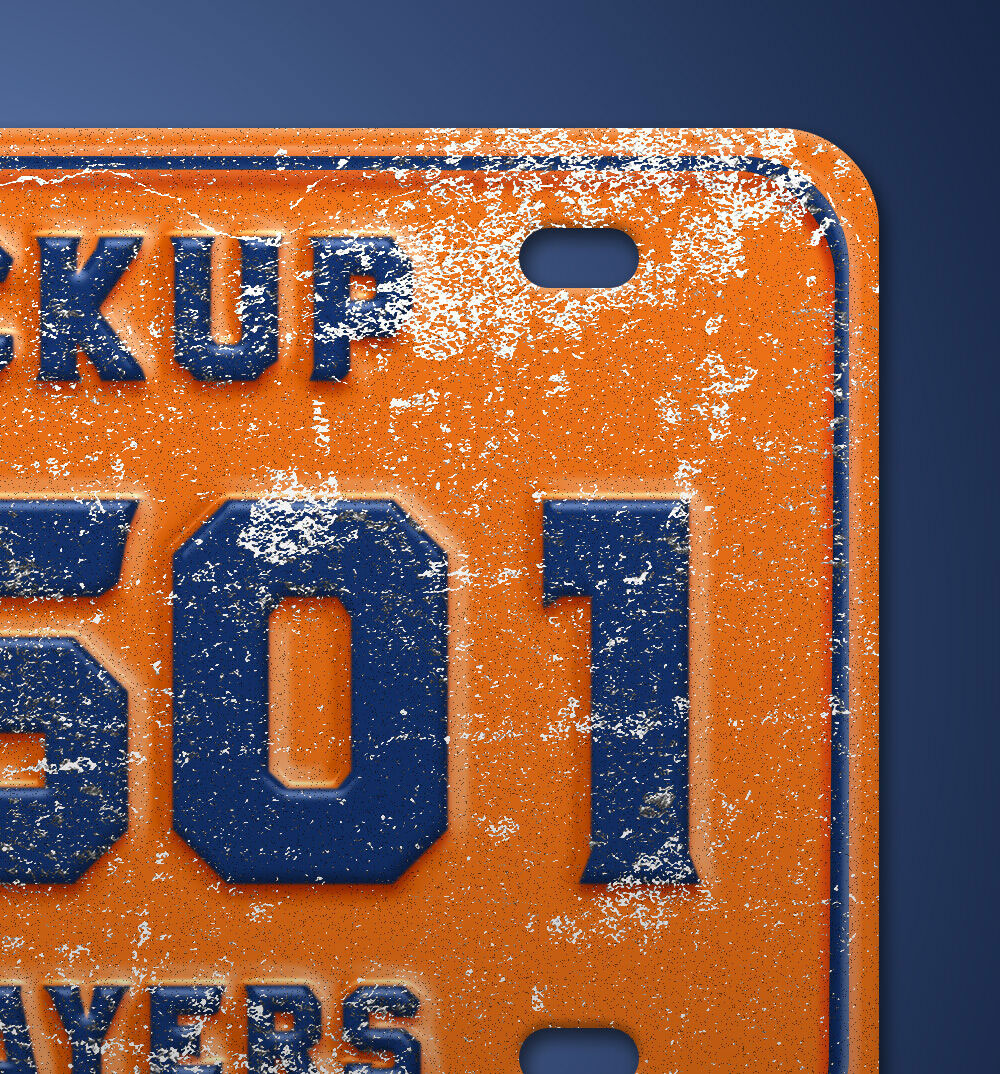 Front View of Worn-out Vintage Number Plate Mockup FREE PSD