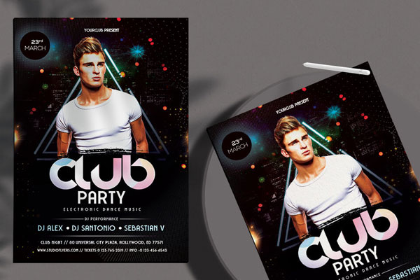 Futuristic Club Event Flyer Template FREE PSD