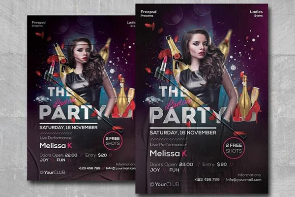 Futuristic Ladies Night Party Flyer Template FREE PSD