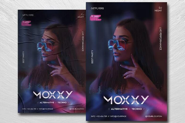 Futuristic Misty DJ Party Flyer Template FREE PSD