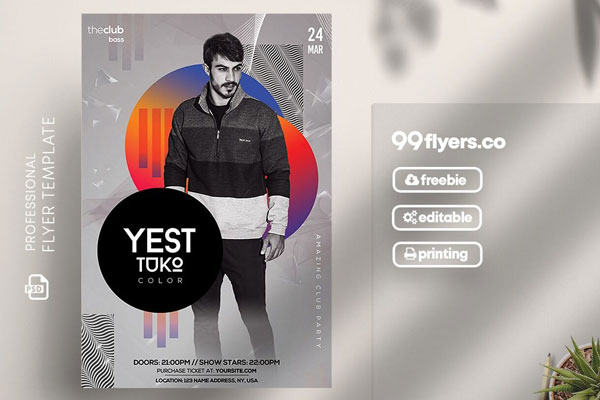 Geometric, Abstract Concert\ Party Flyer Template FREE PSD