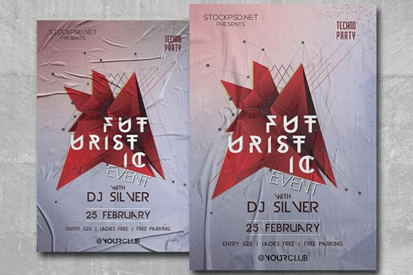 Geometric Nightclub Event Flyer Template FREE PSD