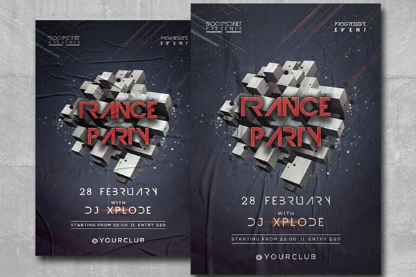 Geometric Party and Club Event Flyer Template FREE PSD