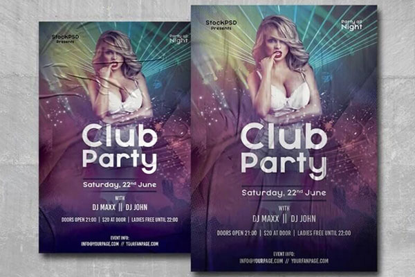 Glitter Club Event Flyer Template FREE PSD