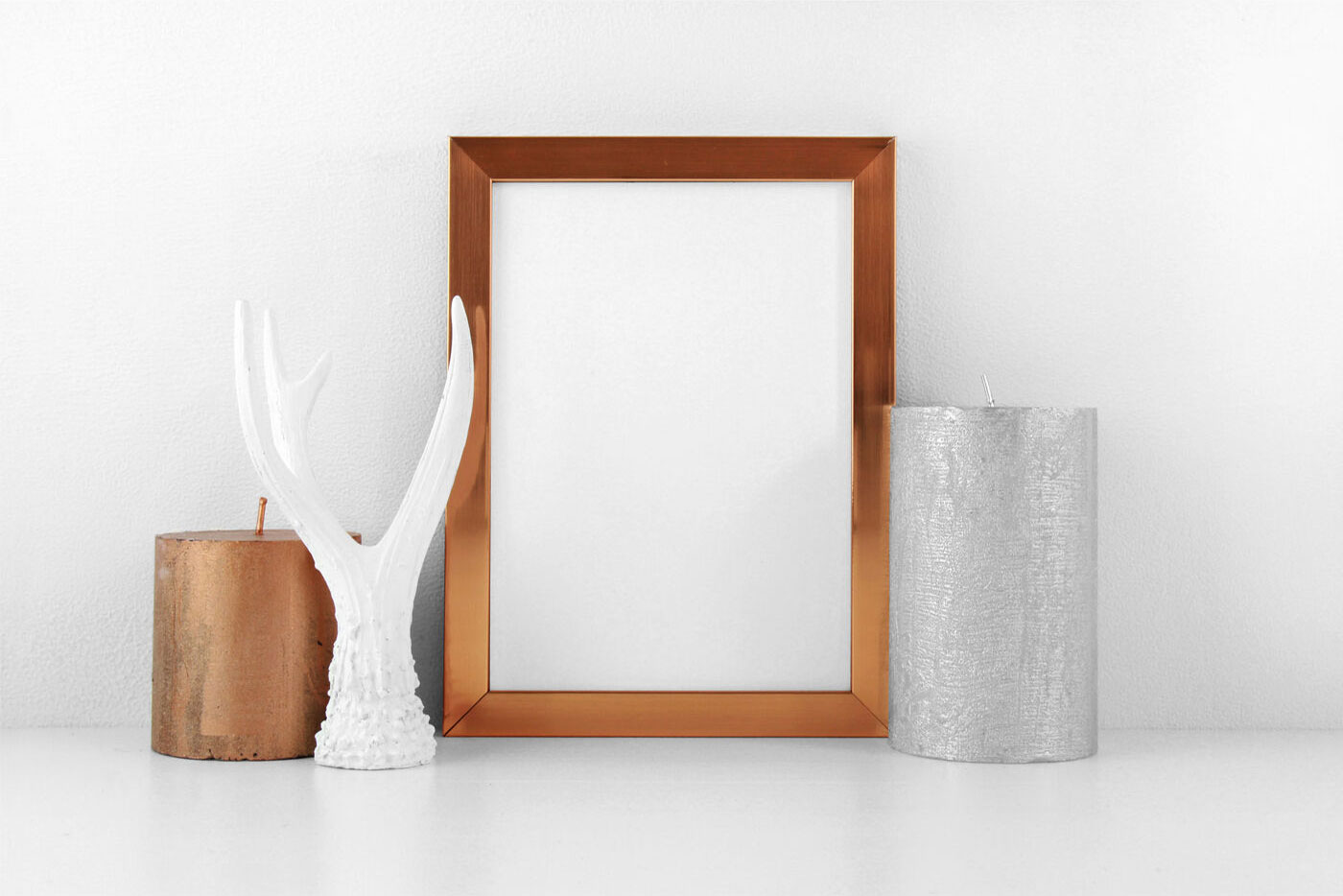 Gold Frame Mockup in Decorative Setting FREE PSD