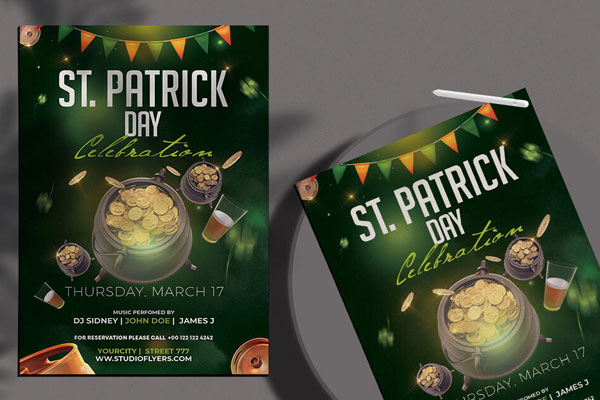 Green Saint Patrick’s Day Event Flyer Template FREE PSD