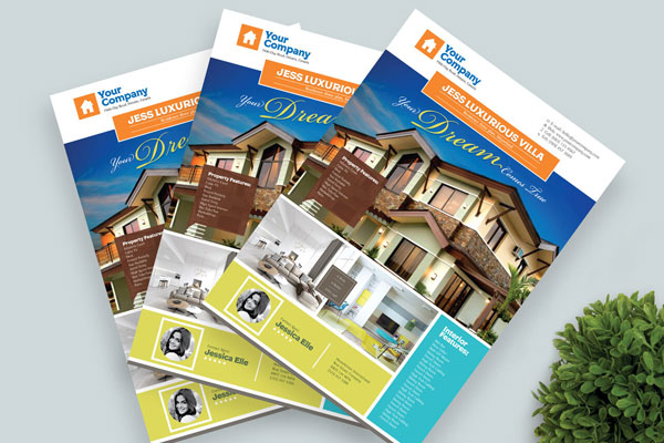 Grid Classy Real Estate Flyer Template Design FREE PSD