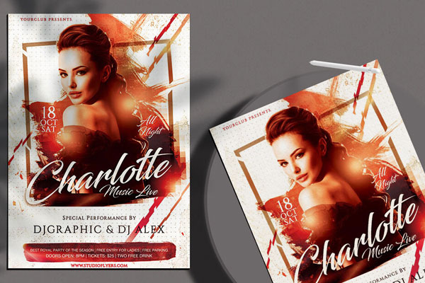 Grunge Club Live Music Flyer Template FREE PSD