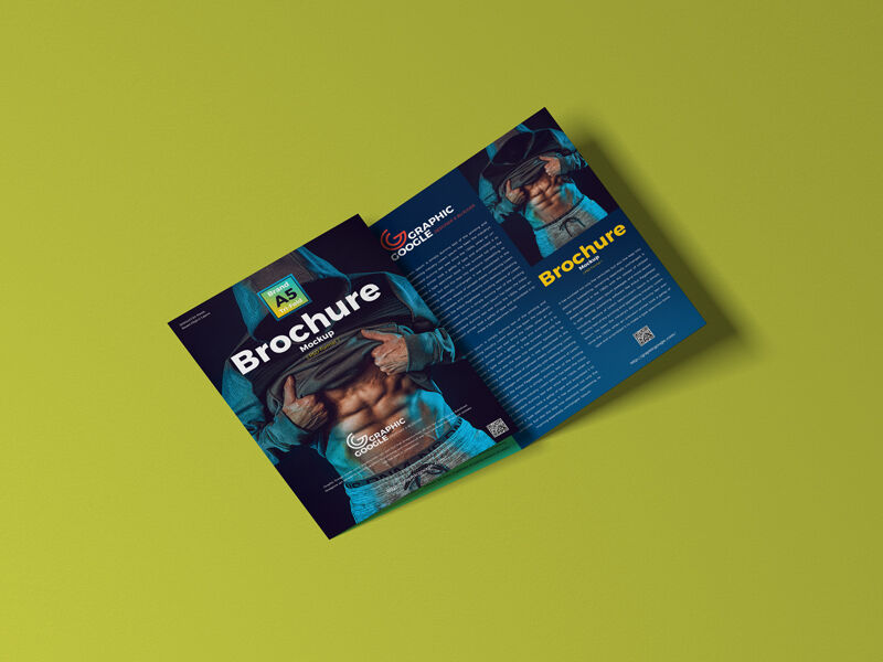 Half-open A5 Tri-fold Brochure Mockup FREE PSD