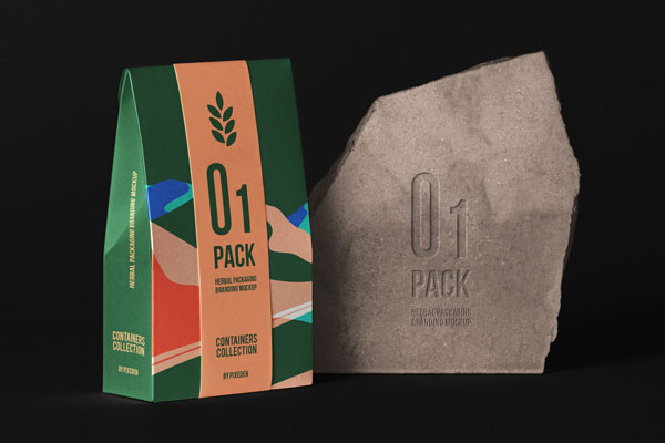 Herbal Packaging Container Realistic Mockup FREE PSD
