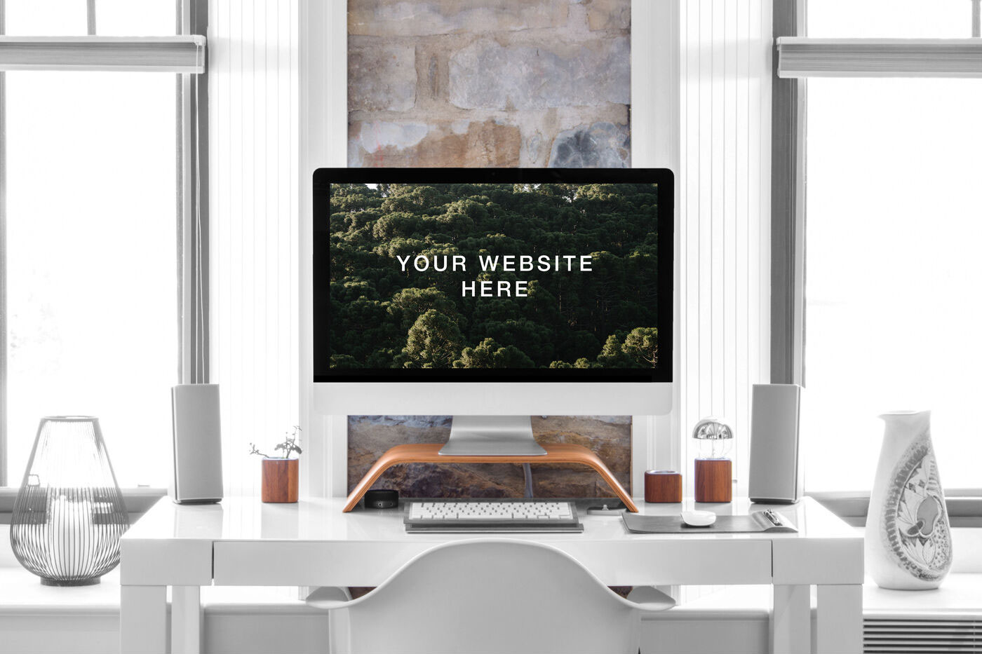 Hyper Realistic Imac On A Desk In A Room Front View Mockup Free Resource Boy 7226