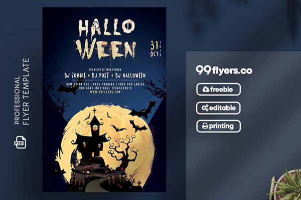 Illustrated Halloween Event Flyer Template FREE PSD