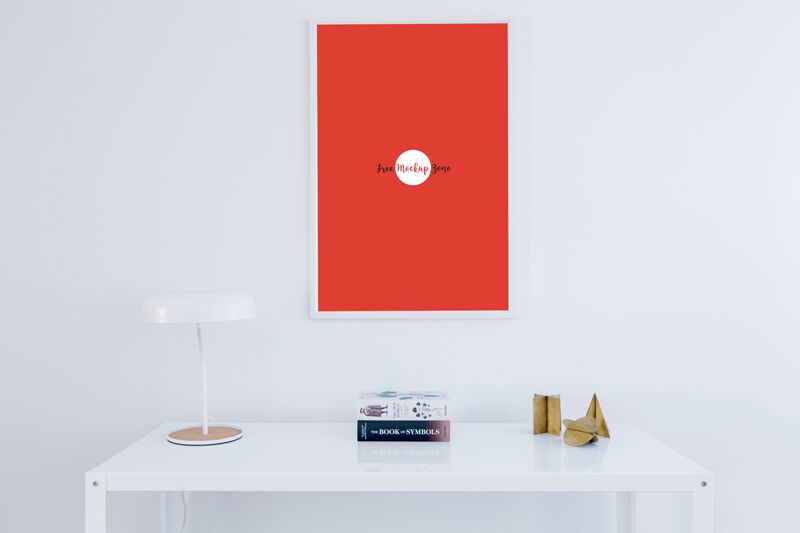 Indoor Photo Frame Hung on the Wall Mockup Front View FREE PSD