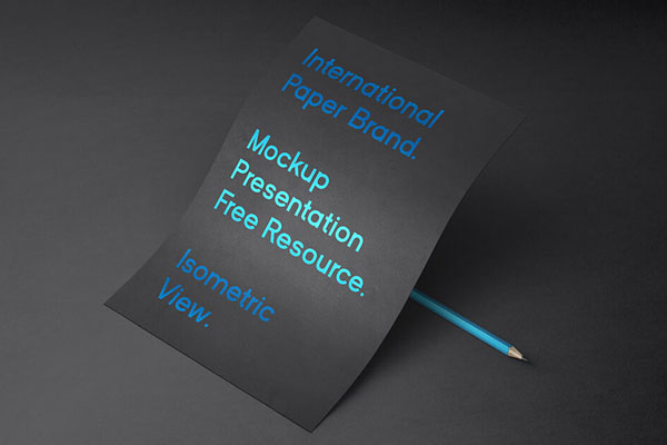International Paper PSD Mockup with a Pencil Behind It FREE PSD