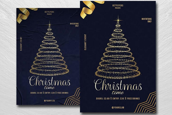 Luxurious Black and Golden Christmas Flyer Template FREE PSD
