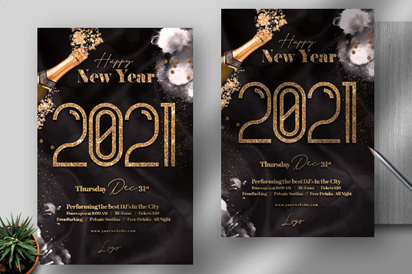 Luxury New Years Party Flyer Template FREE PSD