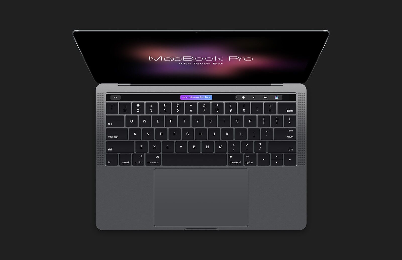 Macbook Pro With Touch Bar Mockup From Top View FREE PSD