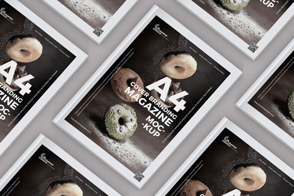 Magazines Cover Design Lineup in Three Row Mockup FREE PSD