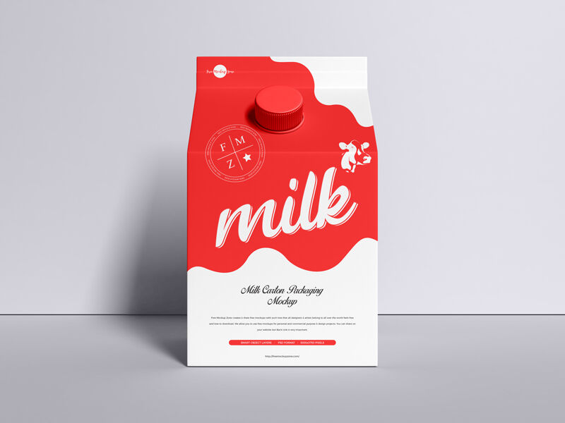 Milk Carton Mockup in Front View Indoors FREE PSD