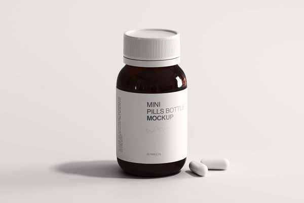 Mini Plastic Pills Bottle Mockup FREE PSD