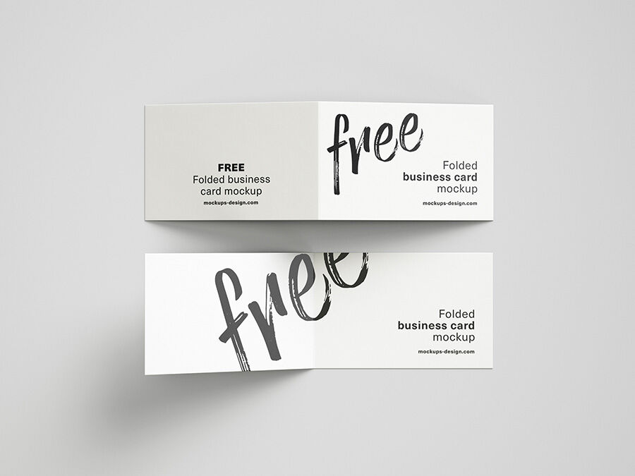 Minimal Folded Business Card with a Solid Background Mockup FREE PSD