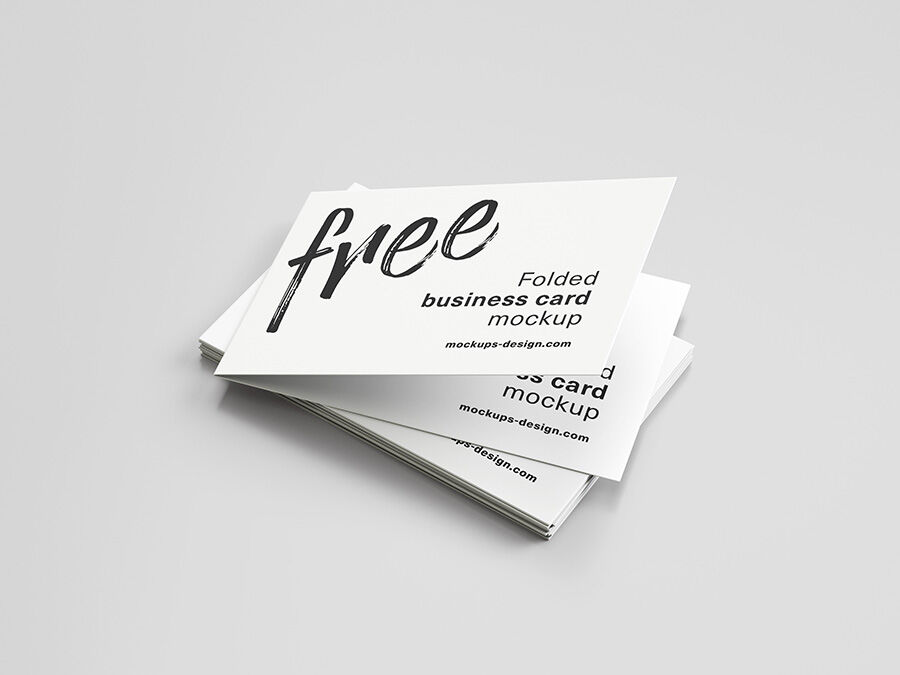 Minimal Folded Business Card with a Solid Background Mockup FREE PSD