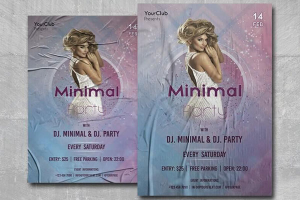 Minimal Party and Club Event Flyer Template FREE PSD