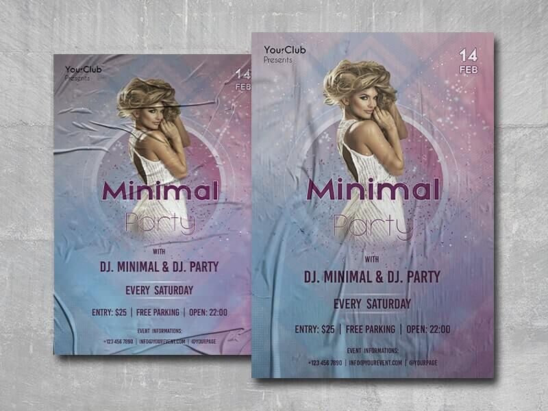 Minimal Party and Club Event Flyer Template FREE PSD
